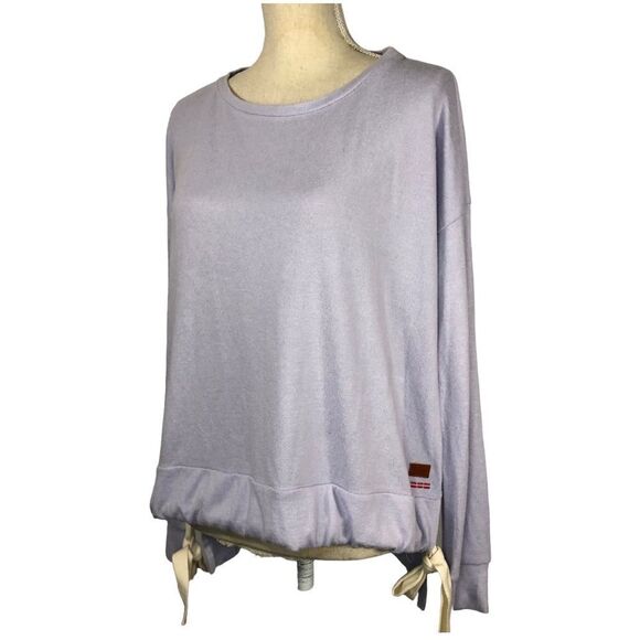 Peace Love World Sweatshirt Lightweight Soft Lavender Oversized Size Small - Picture 1 of 11